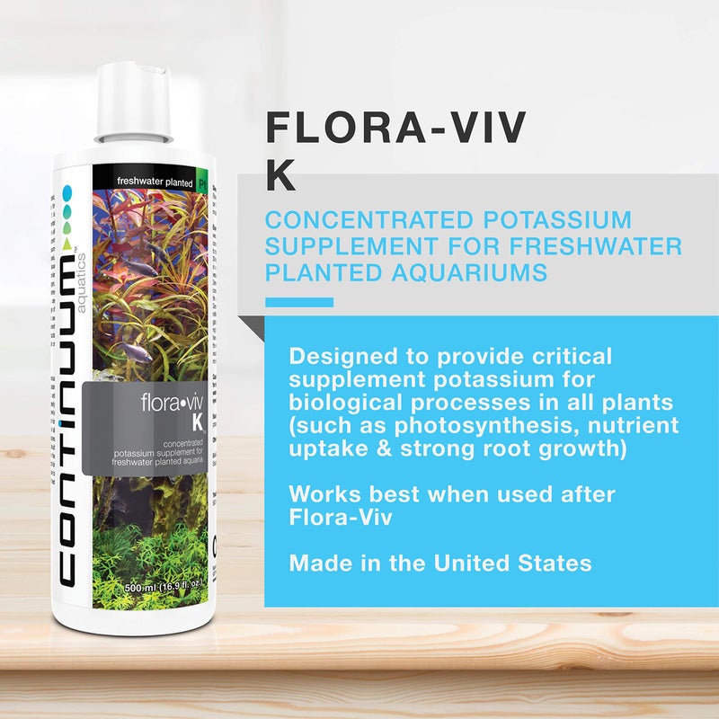 Continuum Aquatics Flora Viv K â€“ Concentrated Potassium Supplement for Freshwater Planted Aquariums, 250-ml - Image 1